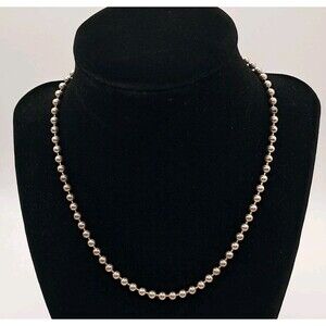 Vtg Italian Modernist Sterling Silver 925 Ball Bead Chain Necklace 16'' 19 Gram